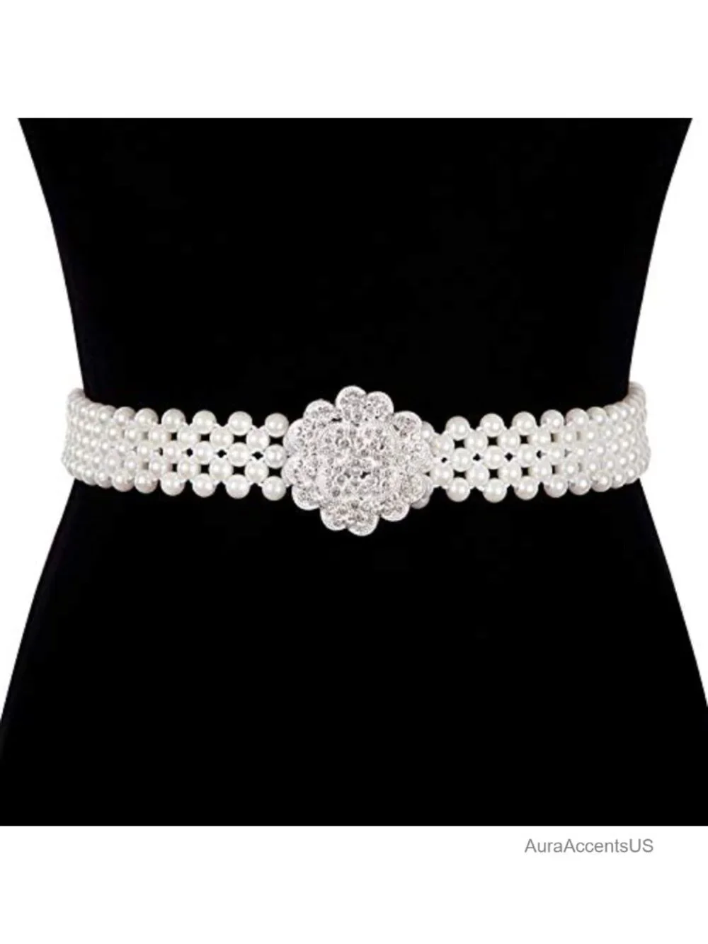 Elastic Waist Pearl Belt Women's Chain Belt Dress Jeans Bridal